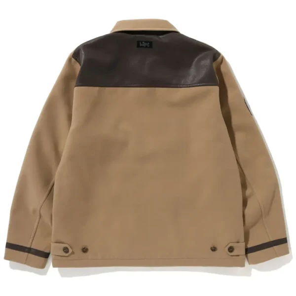 A Bathing Ape Melton Relaxed Fit Zip Jacket - Beige Back